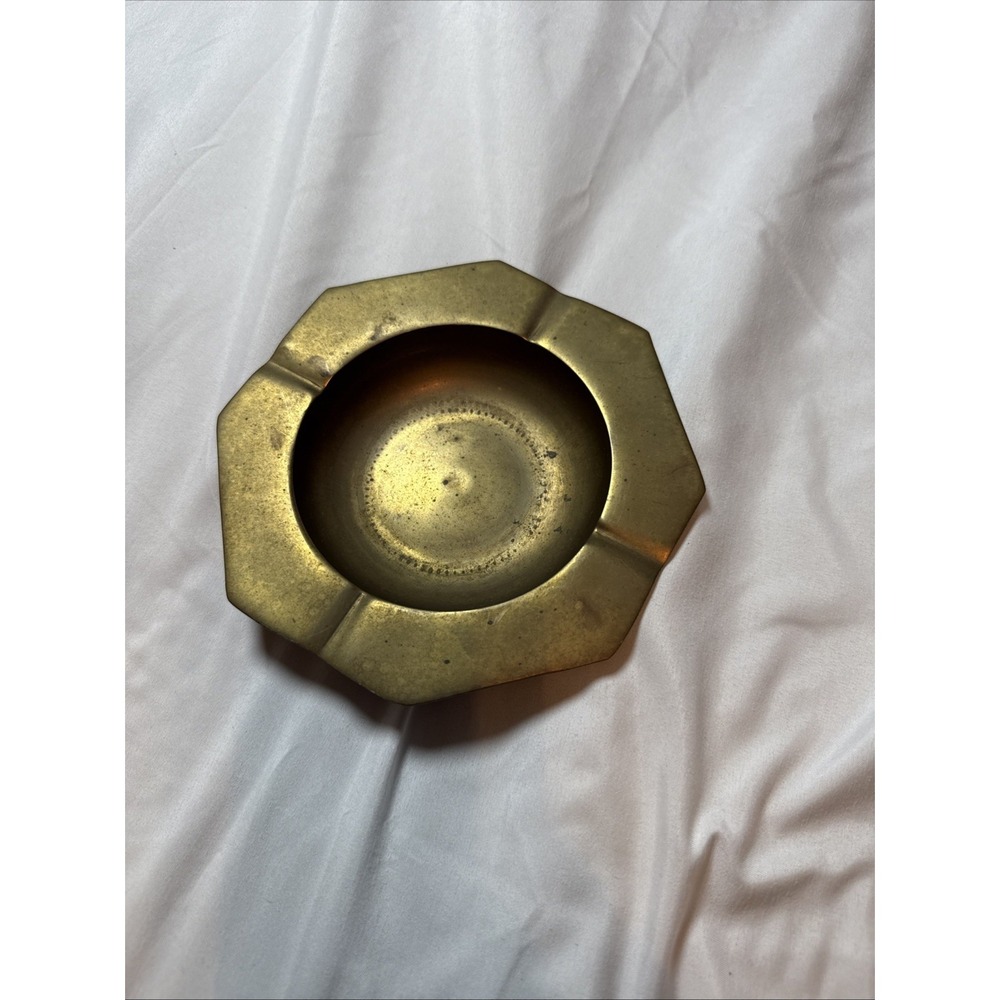 vintage mid century modern brass hexagonal ashtray.